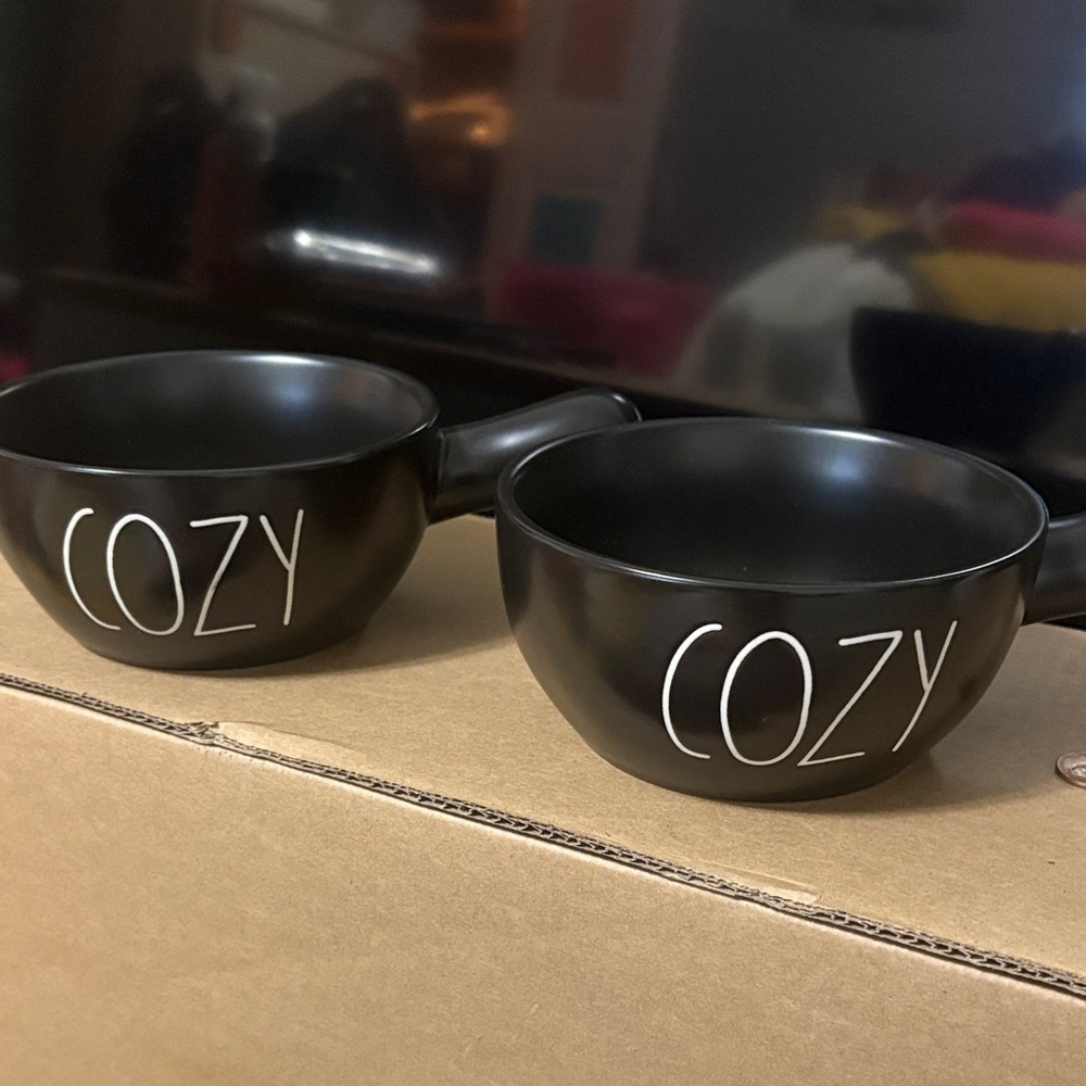 Rae Dunn Black Cozy Mugs